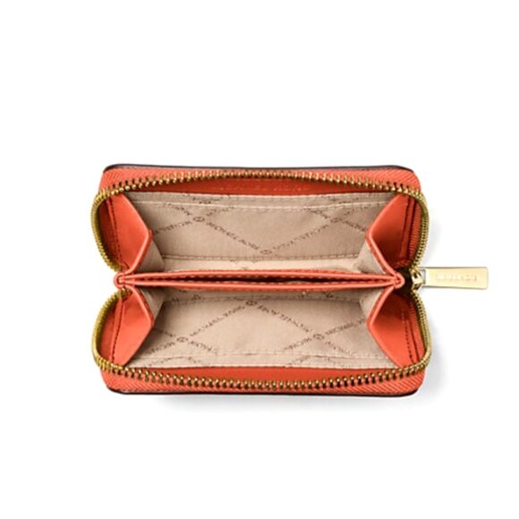 New Michael Kors Jet Set Travel Medium Zip Around Card Case Wallet Red Clay - Picture 2 of 2